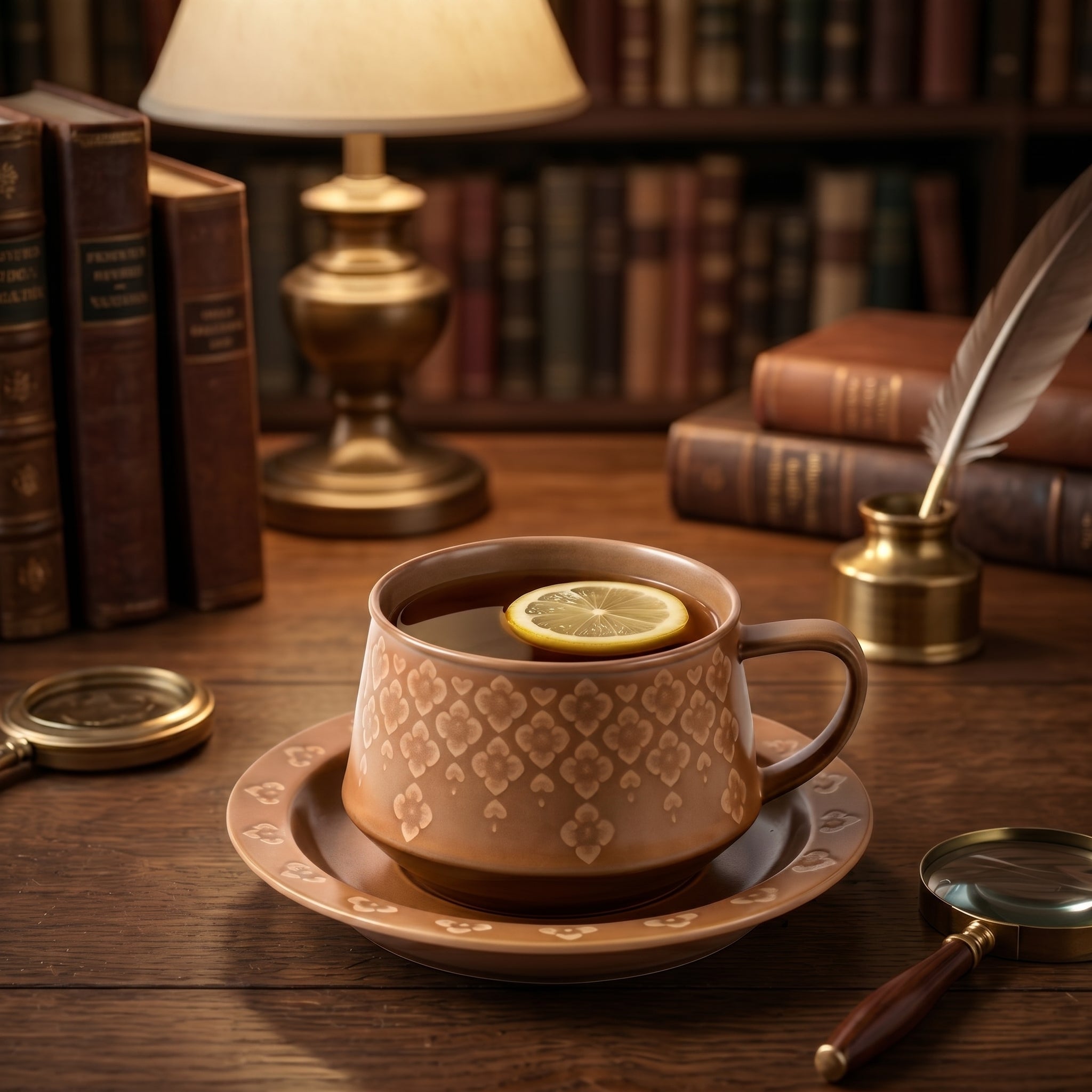 Caramel Floral Ceramic Cup & Saucer Set