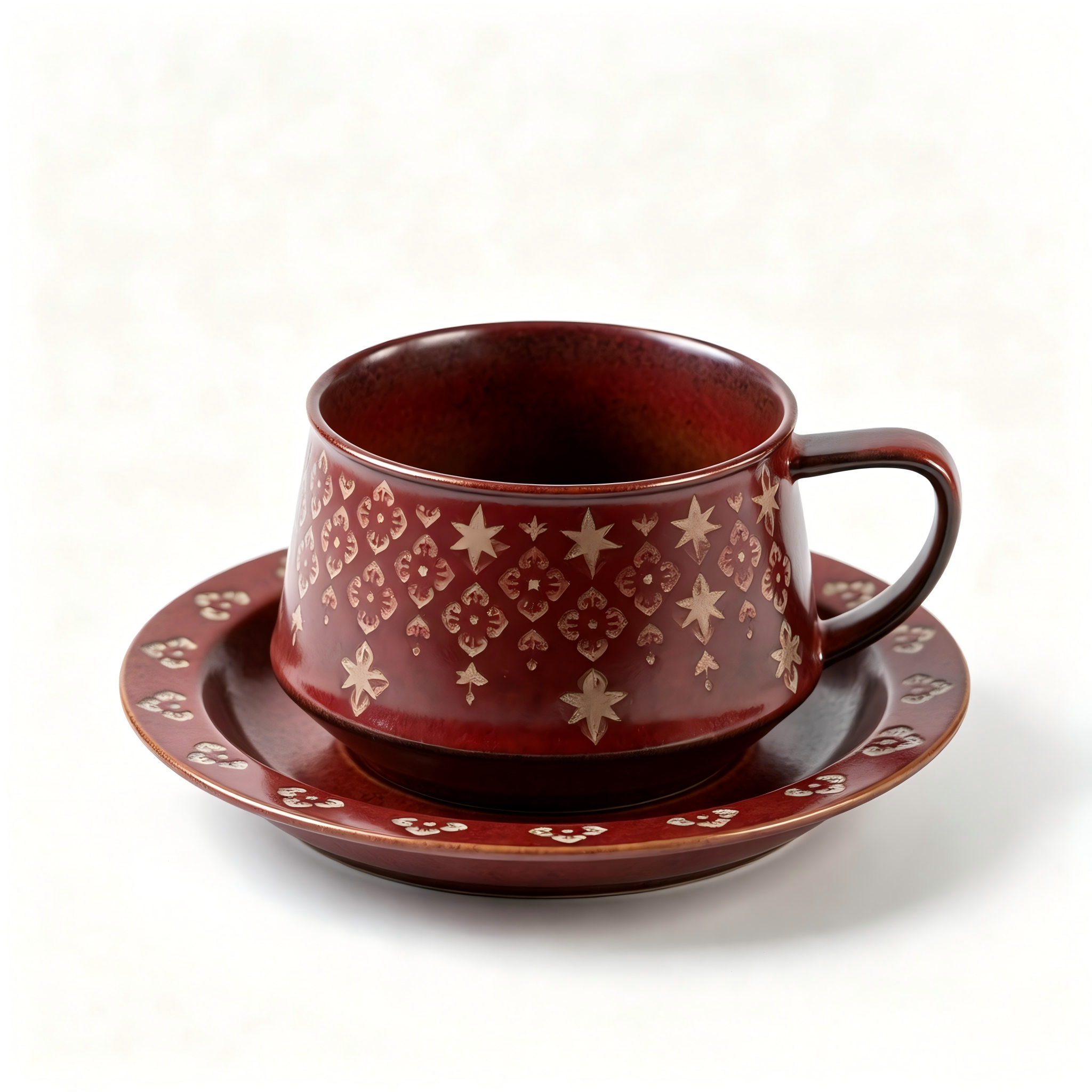 Ruby Star Ceramic Cup & Saucer Set