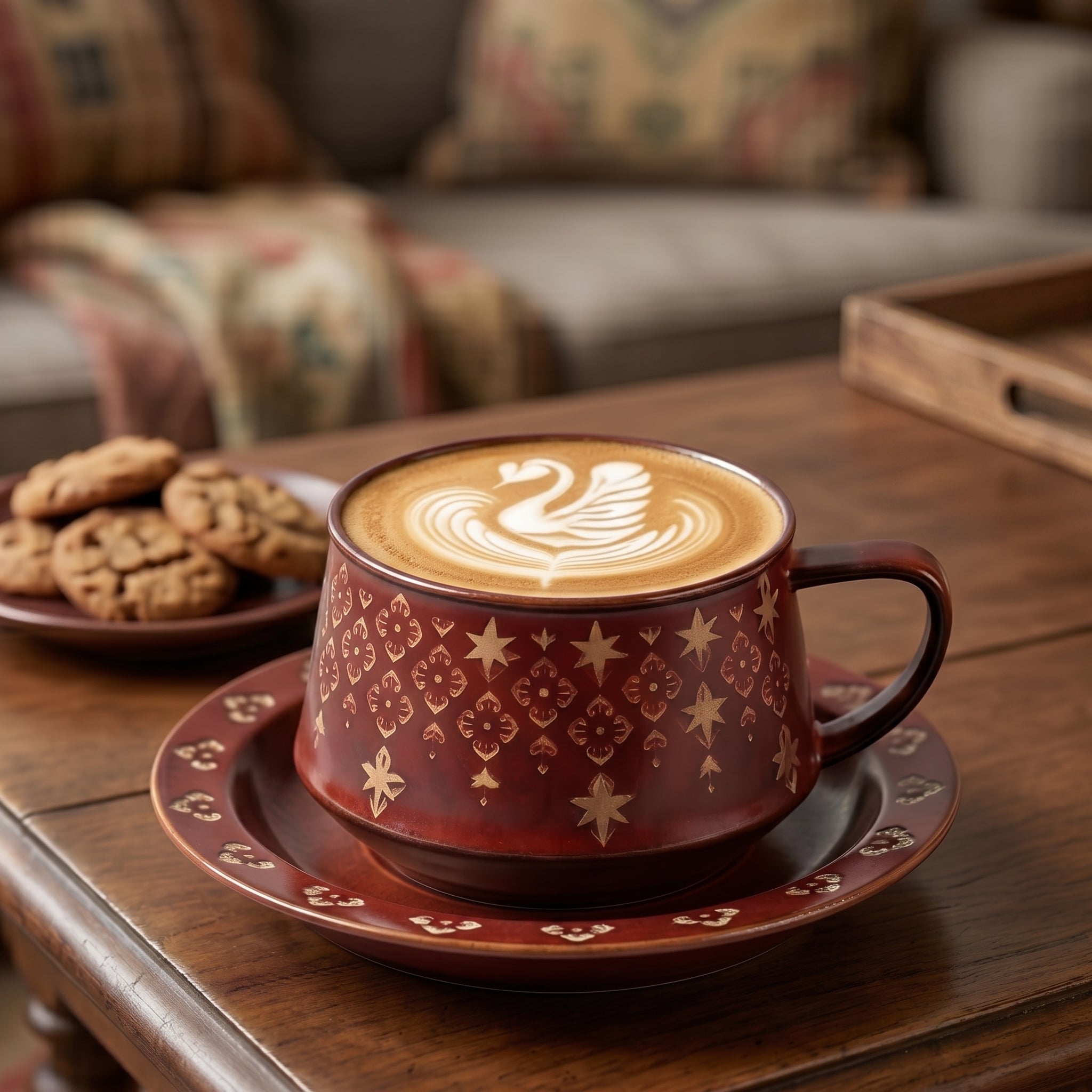 Ruby Star Ceramic Cup & Saucer Set