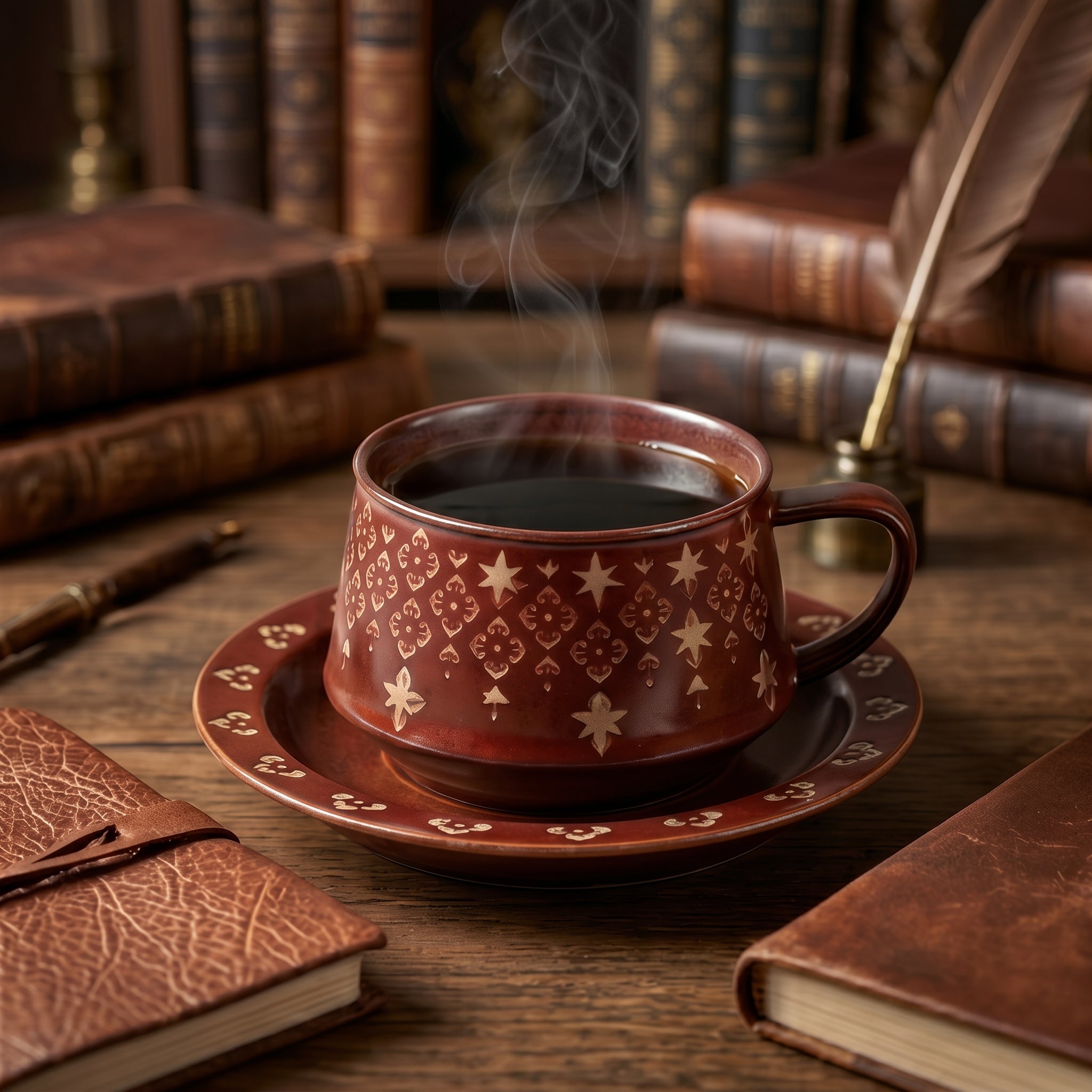 Ruby Star Ceramic Cup & Saucer Set