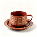 Terracotta Stripe Ceramic Cup & Saucer Set