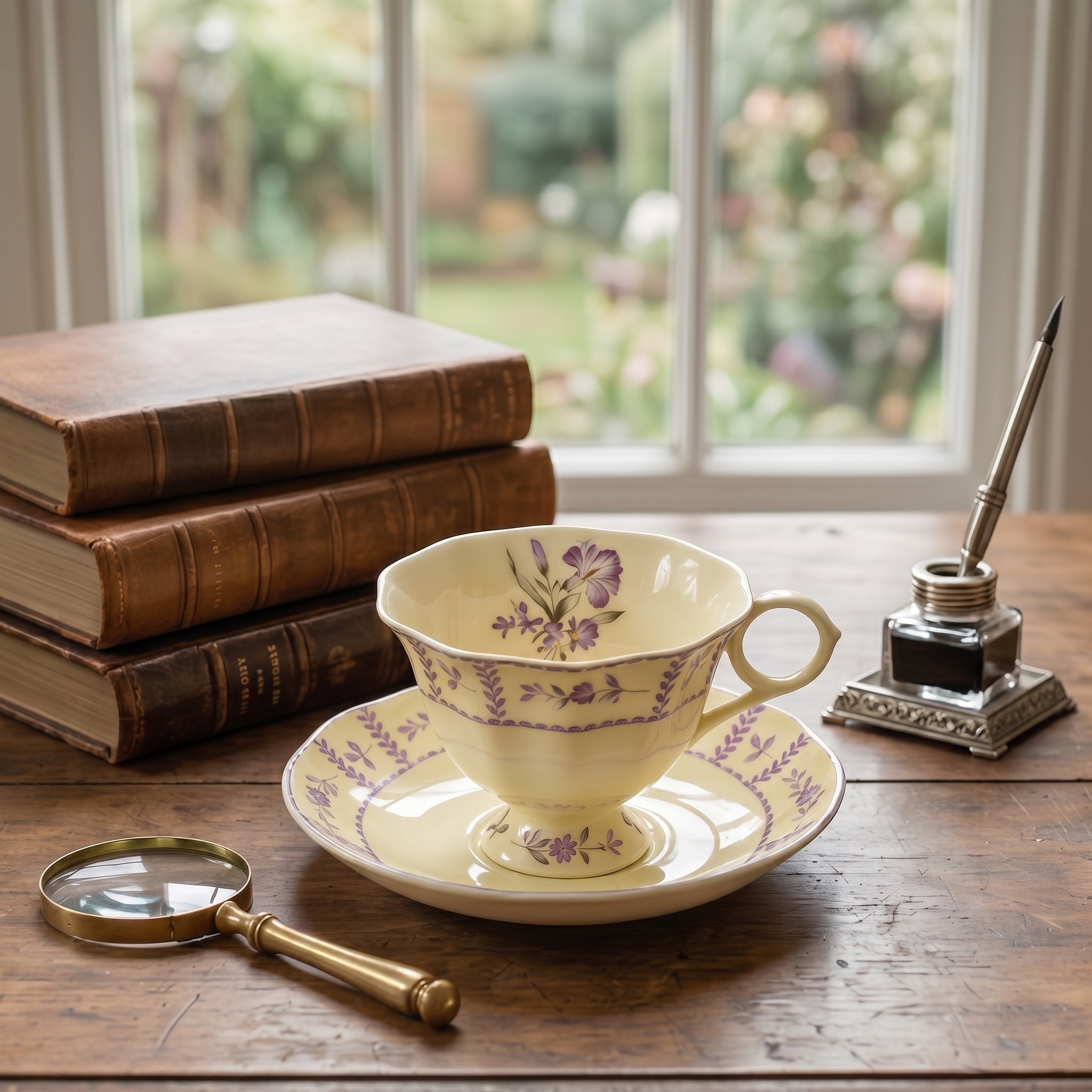 Lavender Heritage Porcelain Teacup & Saucer Set