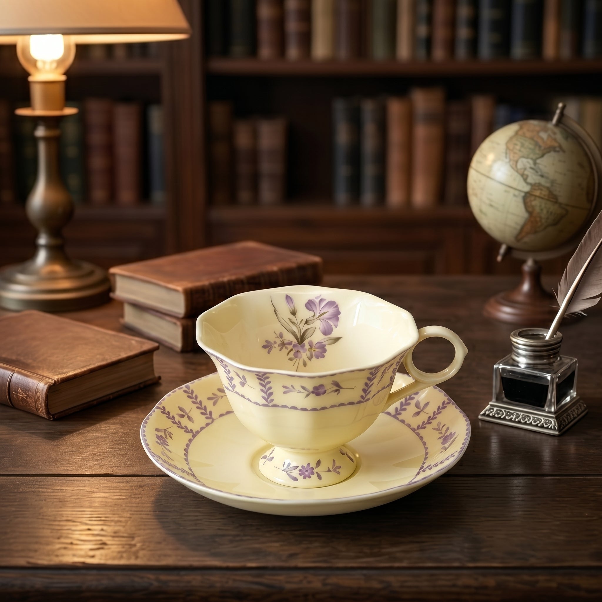 Lavender Heritage Porcelain Teacup & Saucer Set
