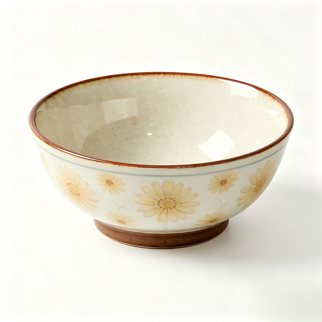 Golden Daisy Ceramic Footed Bowl