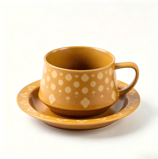 Honey Dot Ceramic Cup & Saucer Set
