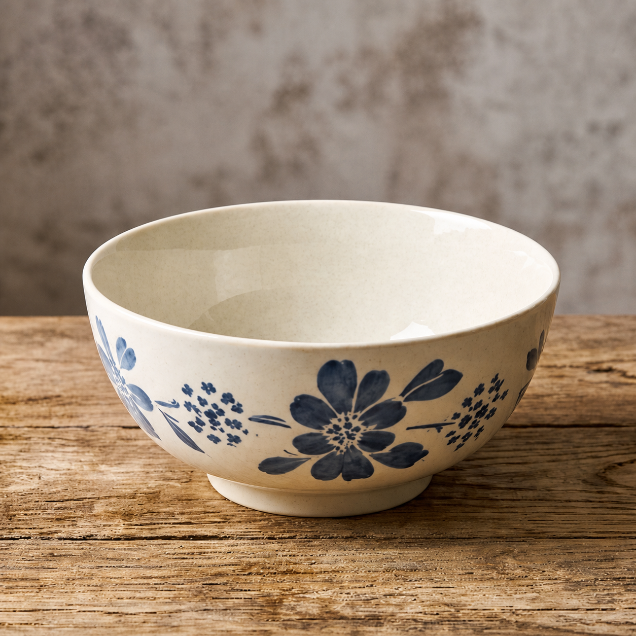 Vintage Blue Floral Ceramic Bowl