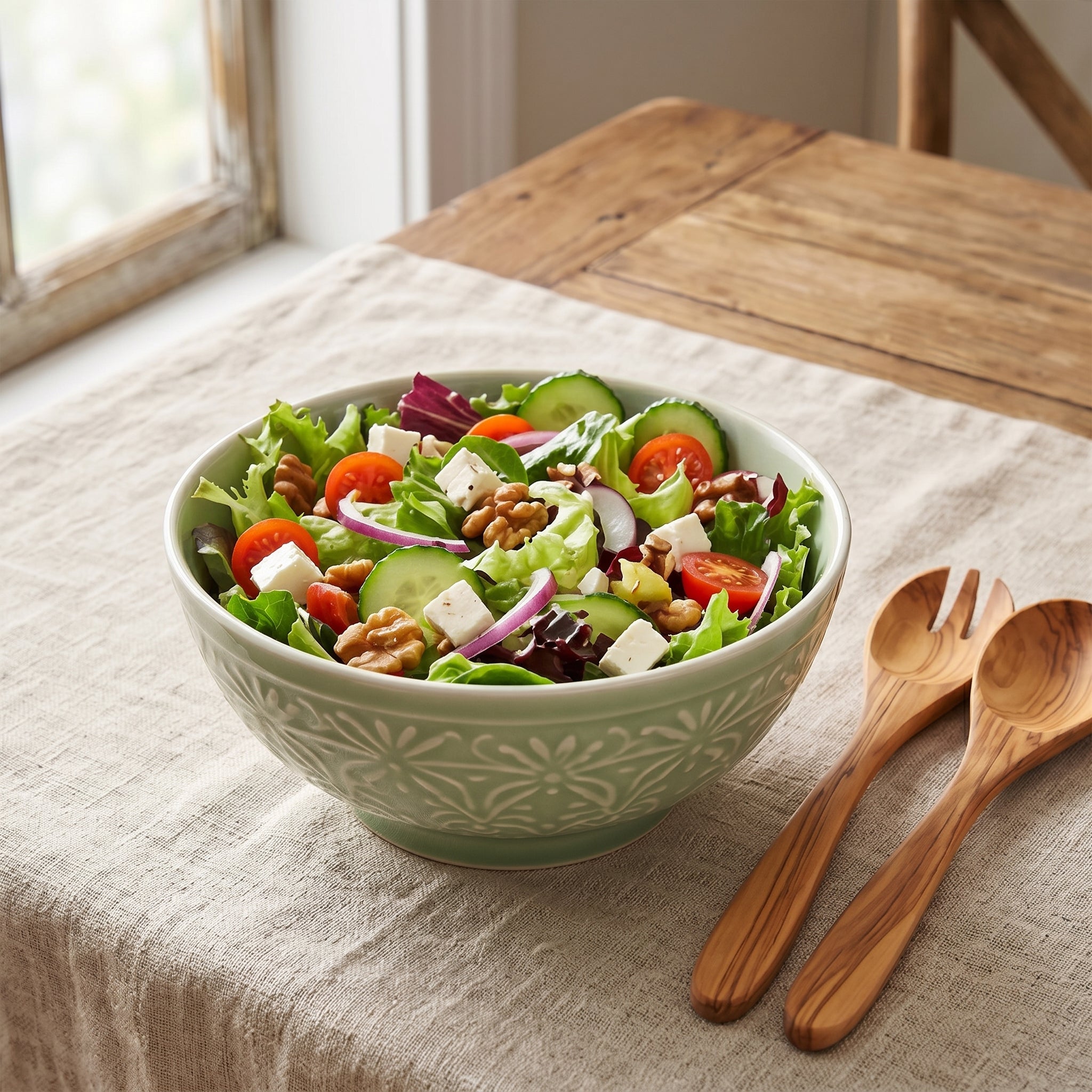 Embossed Sage Green Ceramic Bowl